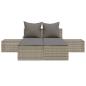 Preview: Doppel-Sonnenliege mit Kissen Grau Poly Rattan