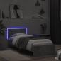 Preview: Bettgestell mit Kopfteil und LED-Leuchten Betongrau 75x190 cm