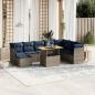 Preview: ARDEBO.de - 9-tlg. Garten-Sofagarnitur mit Kissen Grau Poly Rattan