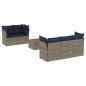 Preview: 6-tlg. Garten-Sofagarnitur mit Kissen Grau Poly Rattan