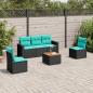 Preview: ARDEBO.de - 6-tlg. Garten-Sofagarnitur mit Kissen Schwarz Poly Rattan