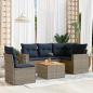 Preview: ARDEBO.de - 6-tlg. Garten-Sofagarnitur mit Kissen Grau Poly Rattan