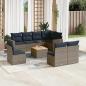 Preview: ARDEBO.de - 9-tlg. Garten-Sofagarnitur mit Kissen Grau Poly Rattan