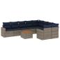 Preview: 10-tlg. Garten-Sofagarnitur mit Kissen Grau Poly Rattan