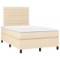 Preview: Boxspringbett mit Matratze & LED Creme 120x190 cm Stoff