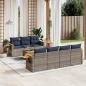Preview: ARDEBO.de - 8-tlg. Garten-Sofagarnitur mit Kissen Grau Poly Rattan
