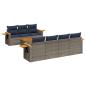 Preview: 8-tlg. Garten-Sofagarnitur mit Kissen Grau Poly Rattan