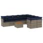 Preview: 10-tlg. Garten-Sofagarnitur mit Kissen Grau Poly Rattan