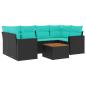 Preview: 7-tlg. Garten-Sofagarnitur mit Kissen Schwarz Poly Rattan