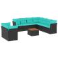 Preview: 11-tlg. Garten-Sofagarnitur mit Kissen Schwarz Poly Rattan