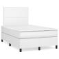 Preview: ARDEBO.de - Boxspringbett mit Matratze Weiß 120x190 cm Kunstleder