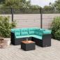 Preview: ARDEBO.de - 6-tlg. Garten-Sofagarnitur mit Kissen Schwarz Poly Rattan
