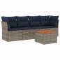 Preview: 5-tlg. Garten-Sofagarnitur mit Kissen Grau Poly Rattan