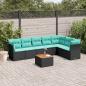 Preview: ARDEBO.de - 8-tlg. Garten-Sofagarnitur mit Kissen Schwarz Poly Rattan