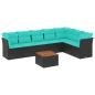 Preview: 8-tlg. Garten-Sofagarnitur mit Kissen Schwarz Poly Rattan