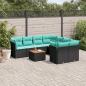 Preview: ARDEBO.de - 9-tlg. Garten-Sofagarnitur mit Kissen Schwarz Poly Rattan
