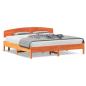 Preview: Massivholzbett ohne Matratze Wachsbraun 200x200 Kiefernholz