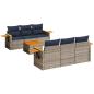 Preview: 7-tlg. Garten-Sofagarnitur mit Kissen Grau Poly Rattan