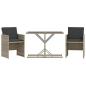 Preview: 3-tlg. Bistro-Set mit Kissen Hellgrau Poly Rattan
