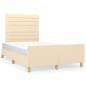 Preview: Bettgestell ohne Matratze Creme 120x190 cm Stoff