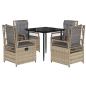 Preview: 5-tlg. Garten-Essgruppe mit Kissen Beige Poly Rattan