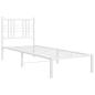 Preview: Metallbett ohne Matratze mit Kopfteil Weiß 75x190 cm