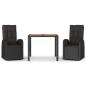 Preview: 3-tlg. Garten-Essgruppe mit Kissen Schwarz Poly Rattan