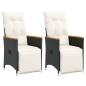 Preview: ARDEBO.de - Gartensessel mit Kissen 2 Stk. Verstellbar Schwarz Poly Rattan