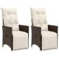 Preview: Gartensessel mit Kissen 2 Stk. Verstellbar Braun Poly Rattan