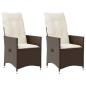 Preview: Gartensessel mit Kissen 2 Stk. Verstellbar Braun Poly Rattan