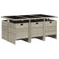 Preview: 7-tlg. Garten-Essgruppe mit Kissen Hellgrau Poly Rattan
