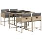 Preview: 5-tlg. Garten-Essgruppe mit Kissen Beigemischung Poly Rattan
