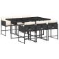 Preview: 7-tlg. Garten-Essgruppe mit Kissen Schwarz Poly Rattan