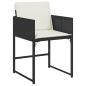 Preview: 7-tlg. Garten-Essgruppe mit Kissen Schwarz Poly Rattan