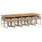 Preview: 11-tlg. Garten-Essgruppe mit Kissen Beige Poly Rattan