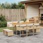 Preview: ARDEBO.de - 11-tlg. Garten-Essgruppe mit Kissen Beige Poly Rattan