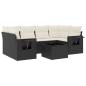 Preview: 7-tlg. Garten-Sofagarnitur mit Kissen Schwarz Poly Rattan