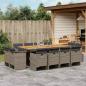 Preview: ARDEBO.de - 13-tlg. Garten-Essgruppe mit Kissen Grau Poly Rattan