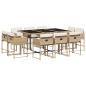 Preview: 11-tlg. Garten-Essgruppe mit Kissen Beige Poly Rattan