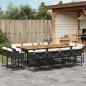 Preview: ARDEBO.de - 13-tlg. Garten-Essgruppe mit Kissen Schwarz Poly Rattan