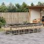 Preview: ARDEBO.de - 17-tlg. Garten-Essgruppe mit Kissen Beigemischung Poly Rattan