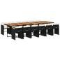 Preview: 13-tlg. Garten-Essgruppe mit Kissen Schwarz Poly Rattan