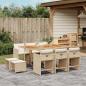 Preview: ARDEBO.de - 11-tlg. Garten-Essgruppe mit Kissen Beige Poly Rattan