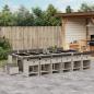 Preview: ARDEBO.de - 17-tlg. Garten-Essgruppe mit Kissen Hellgrau Poly Rattan