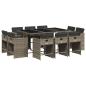 Preview: 11-tlg. Garten-Essgruppe mit Kissen Grau Poly Rattan