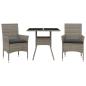 Preview: 3-tlg. Garten-Essgruppe mit Kissen Grau Poly Rattan und Glas