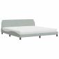 Preview: Bett mit Matratze "Dover" Hellgrau 200x200 cm Samt