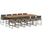 Preview: 11-tlg. Garten-Essgruppe mit Kissen Grau Poly Rattan