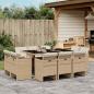 Preview: ARDEBO.de - 11-tlg. Garten-Essgruppe mit Kissen Beige Poly Rattan