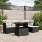 Preview: ARDEBO.de - 6-tlg. Garten-Sofagarnitur mit Kissen Schwarz Poly Rattan